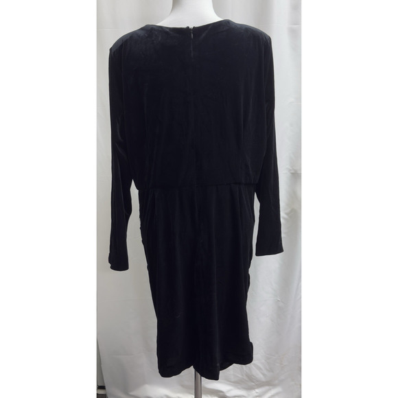 Alexia Admor Plus Size 1X Juliana Draped Velvet Wrap V Neck Dress Black - Picture 4 of 9